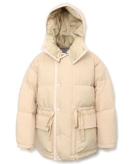 Beige Warm Air Duck Down Utility Half Padding Jackets