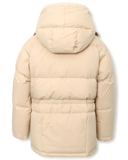 Beige Warm Air Duck Down Utility Half Padding Jackets