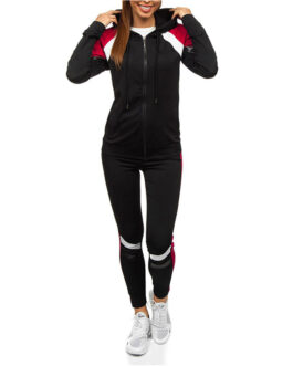 Women Black Patchwork Tracksuits