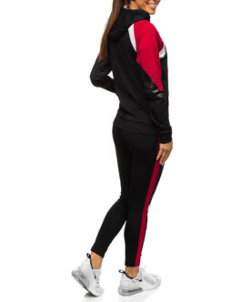 Women Black Patchwork Tracksuits