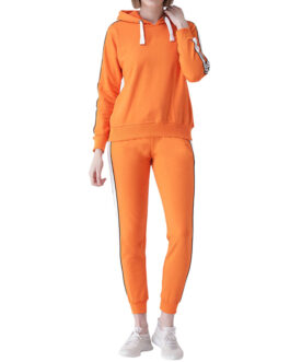 Orange & White Colorblocked Tracksuits