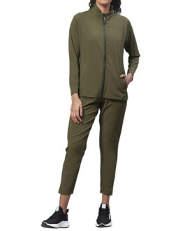 Olive Green Zipper Tracksuits