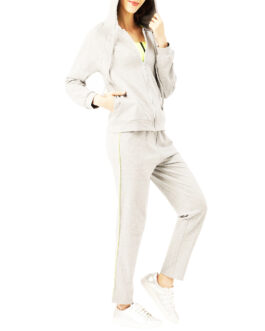 Grey Melange Zipper Up Tracksuits