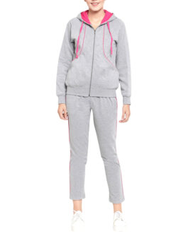 Grey & Pink Solid Tracksuits