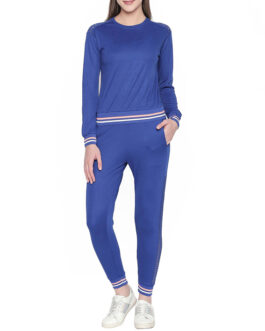 Women Blue Solid Tracksuits