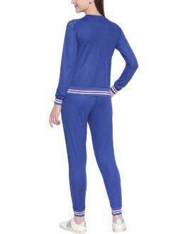 Women Blue Solid Tracksuits